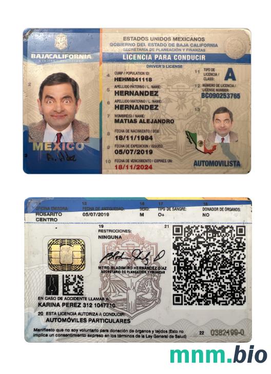 Meksyk Baja California state prawo jazdy szablon w formacie PSD, ze wszystkimi czcionkami